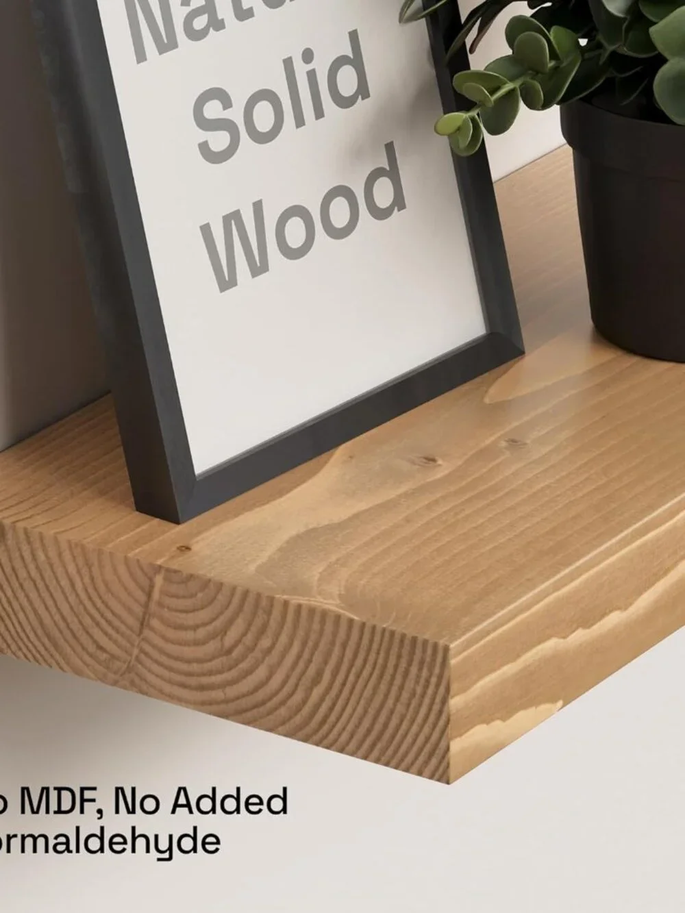 Natural Wood Floating Shelf Set - 16 Inch Oak Finish for Kitchen & Living Room